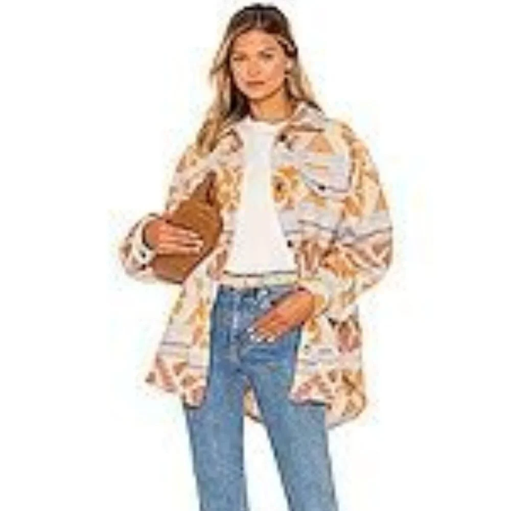 Free People Jacquard Sedona Combo Print Ruby Shacket in SZ L - Picture 7 of 16